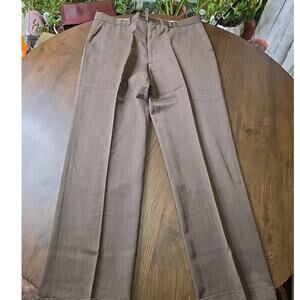 Riviera Woolmark Pants Men 38 X 34 Brown 100% Pure New Wool Pleated Front Cuffed